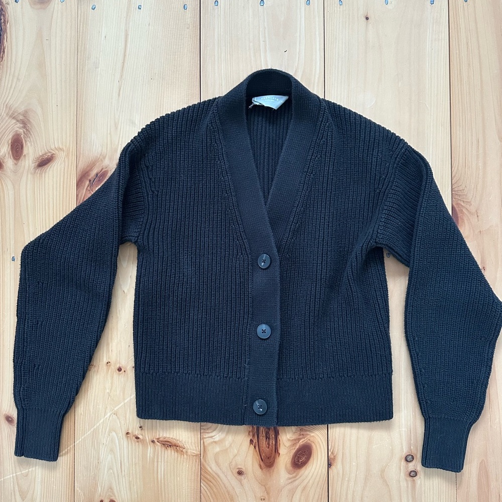 Everlane Black Ribbed Cardigan